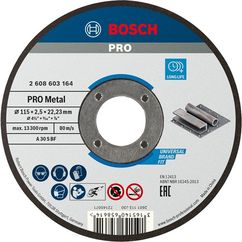 Load image into Gallery viewer, Bosch accessoires doorslijpschijf recht standard for metal a 30 s bf, 115 mm, 22,23 mm, 2,5 mm 1 stuks - 2608603164
