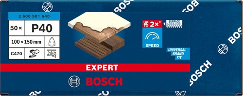 Bosch accessoires bosch accessories 2608901640 schuurpapier voor multischuurmachine korrelgrootte (num) 40 (l x b) 150 mm x 100 mm 50 stu