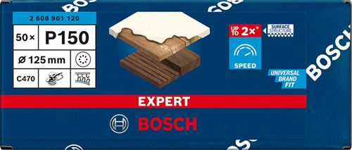 Afbeelding laden in galerijviewer, Bosch accessoires expert c470 schuurpapier voor excenterschuurmachines 125 mm, 8 gaten, k150 50-delig - 1 stuk(s) - 2608901120
