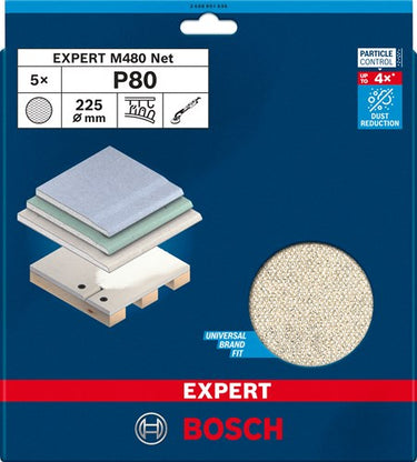 Bosch accessoires expert m480 schuurnet 225 mm, k 80, 5-delig - 2608901636