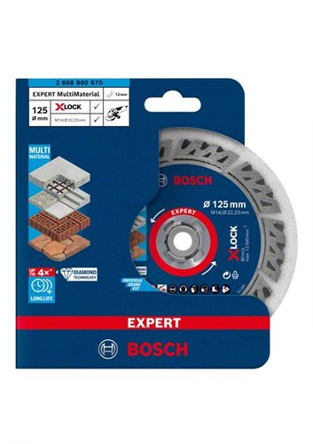 Chargez l'image dans la visionneuse de la galerie, Bosch accessoires expert multimaterial x-lock - cutting disc - brick - concrete - hard concrete - stone - bosch - 2.22 cm - 12.5 cm - 2.4 mm

