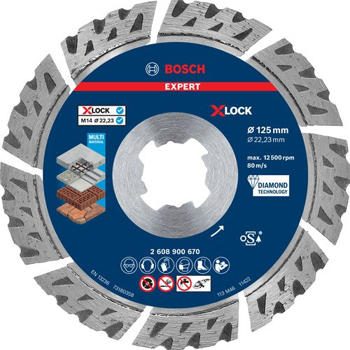 Chargez l'image dans la visionneuse de la galerie, Bosch accessoires expert multimaterial x-lock - cutting disc - brick - concrete - hard concrete - stone - bosch - 2.22 cm - 12.5 cm - 2.4 mm

