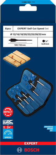 Bosch blauw bosch accessoires expert speedborenset self cut speed | 8-delige | 12, 16, 18, 20, 22, 25, 28, 32 mm - 2608902111