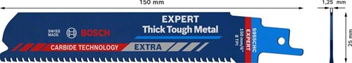 Bosch accessoires expert ‘thick tough metal’ s 955 chc reciprozaagblad 10-delig - 1 stuk(s) - 2608900367
