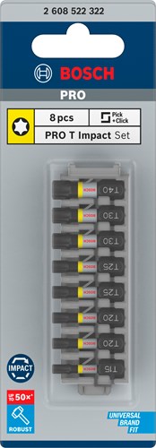 Bosch accessoires impact 8 delige bitset - tx15 t m tx40 - impact control - 2608522322