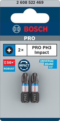 Bosch accessoires impact control bit ph3 25mm 2st - 2608522469
