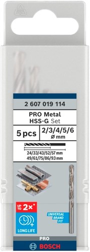 Bosch accessoires pro metal hss-g spiraalboorset | 5-delig - 2607019114
