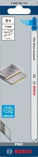 Bosch accessoires pro metal sandwich t718bf decoupeerzaagbladen | 180 mm | 5 stuks - 2608655114