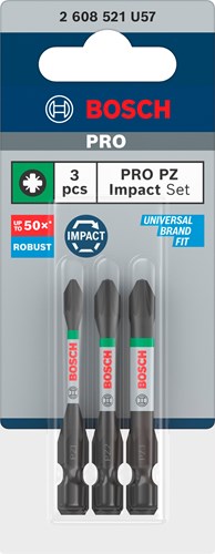 Afbeelding laden in galerijviewer, Bosch accessoires pro pz impact bits | pz1 | pz2 | pz3 | 55 mm | 3-delig - 2608521u57
