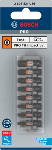 ギャラリービューアに画像をロードする, Bosch accessoires pro th impact bits | t10h | t15h | t20h | t25h (x2) | t27h | t30h | t40h | 25 mm | 8 stuks - 2608521u56
