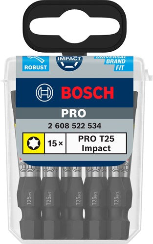 Afbeelding laden in galerijviewer, Bosch accessoires pro torx slagschroefbit | t25 | 55 mm | 15 stuks - 2608522534
