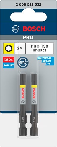 Bosch accessoires pro torx slagschroefbit | t30 | 55 mm | 2 stuks - 2608522532