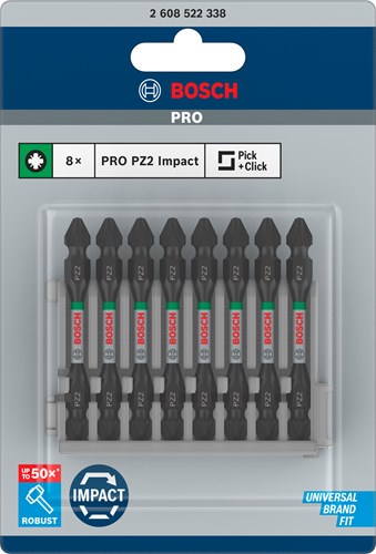 Load image into Gallery viewer, Bosch accessoires schroefbit tweezijdig impact control pz2, 65 mm 8x - 2608522338
