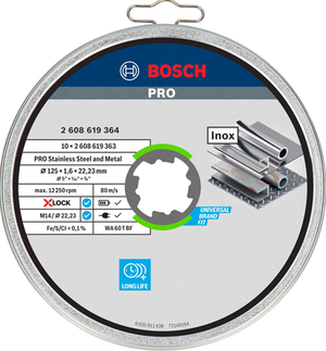 Bosch accessoires bosch accessories x-lock 2608619364 doorslijpschijf recht 125 mm 10 stuk(s) inox