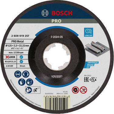 Bosch accessoires x-lock slijpschijf expert for metal 125x2.5x22.23mm, gebogen - 25 stuk(s) - 2608619257