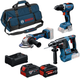 Bosch blauw 3-delige comboset gsr 18v-65 accuboormachine, gbh 18v-26 boorhamer, gws 18v-11 haakse slijper, 2x gba 18v 5,0ah-5,5ah - 0615a500aj