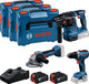 Bosch blauw bosch professional 18v toolkit - combiset - gsr 18v-65 + gws 18v-8 + gbh 18v-22 + 2x gba 18v 5.0 ah accu en gal 18v-40 lader + 3x l-boxx 136