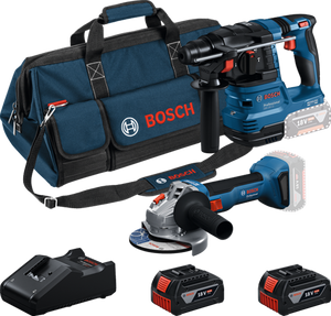 Bosch blauw bosch professional 18v toolkit - combiset - gws 18v-8 + gbh 18v-22 + 2x gba 18v 4.0 ah + gal 18v-40 lader