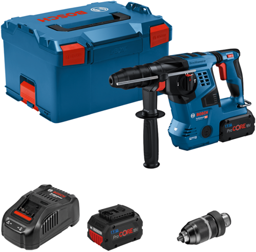 Chargez l'image dans la visionneuse de la galerie, Bosch blauw gbh 18v-28 cf | accu boorhamer 18v sds-plus 3.3j in l-boxx 238 (2x 8.0ah procore accu + lader) - 0611921002
