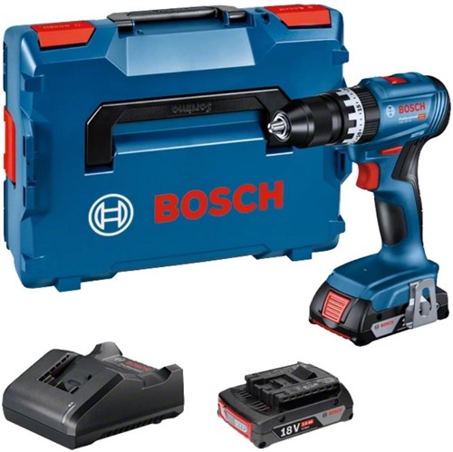 Bosch blauw gsb 18v-45 accu schroef- en klopboormachine | 2 x 2,0 ah accu + oplader | in l-boxx - 06019k3303