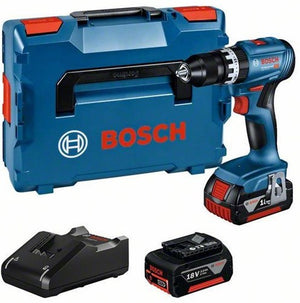 Bosch blauw gsb 18v-45 accu schroef- en klopboormachine | 2 x 3,0 ah accu + snellader | in l-boxx 06019k3305