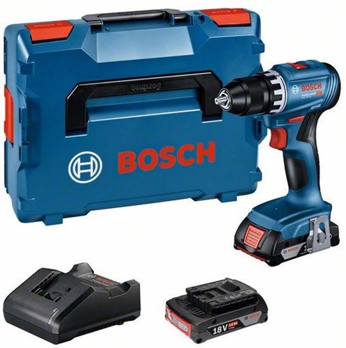 Bosch blauw gsr 18v-45 professional | accuschroefboormachine | 2 x 2,0 ah accu + oplader | in l-boxx 136 + inlay 06019k3203