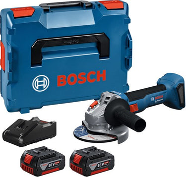 Bosch blauw gws 18v-8 accu haakse slijper | inclusief 2x gba 18v 5,0 ah gal 18v-40 lader - 06019n9003