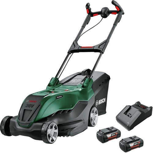 Load image into Gallery viewer, Bosch groen accu grasmaaier advancedrotak 36v-44-750 | 2x 4,0 ah accu + al 36v-20 lader en opvouwbare opvangbak - 06008b9g02

