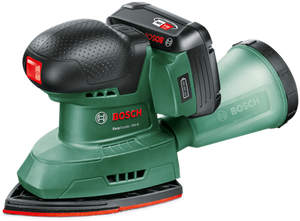 Bosch groen accumultischuurmachine easysander 18v-8 | incl. 1-uurslader (al 18v-20) + 1x 2,0 ah accu + 3 schuurbladen (red wood) - 06033e3002