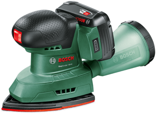 Load image into Gallery viewer, Bosch groen accumultischuurmachine easysander 18v-8 | incl. 1-uurslader (al 18v-20) + 1x 2,0 ah accu + 3 schuurbladen (red wood) - 06033e3002
