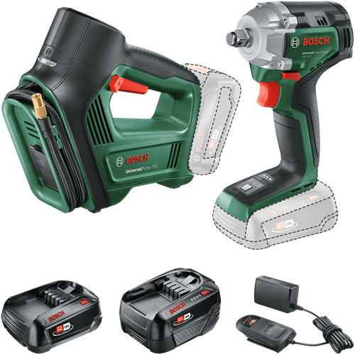 Bosch groen accutoolkit combipack universalimpactdrive 18v-350 + universalpump 18v | incl. 1x pba 18v 2,0 ah, 1x pba 18v 4,0 ah - 0615a5009c