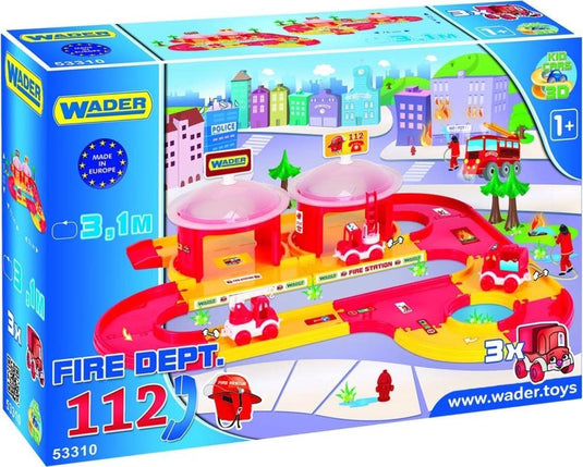 Wader brandweer speelset met 3 meter baan en auto's
