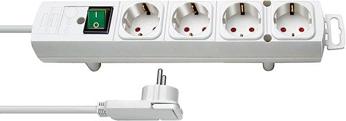 Brennenstuhl comfort-line plus stekkerdoos 4-voudig (met platte stekker, schakelaar, 2 m kabel, en extra brede afstanden van de stopcontacten) kleur: wit