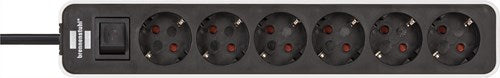 Brennenstuhl ecolor stekkerdoos 6-voudig wit zwart 1,5m h05vv-f 3g1,5 - 1153260020