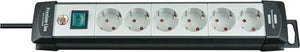 Brennenstuhl premium-line stekkerdoos 6-voudig zwart lichtgrijs 5m h05vv-f 3g1,5