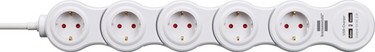Brennenstuhl vario power stekkerdoos met usb-laadfunctie mobiele stekkerdoos 5-voudig (1,4 m kabel met schakelaar en 2 usb-laadcontactdozen) wit