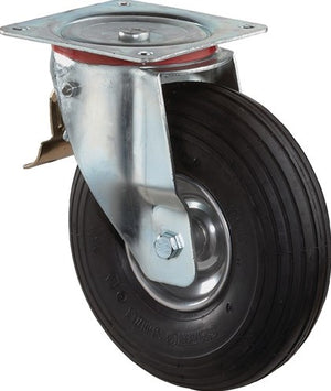 Bs rollen wiel met luchtband | wiel-d. 260 mm draagvermogen 200 kg | met schroefplaat zwenkwiel | luchtbanden zwart | 1 stuk - l420.c90.260 l420.c90.260