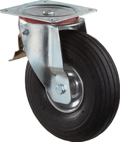 Bs rollen wiel met luchtband | wiel-d. 260 mm draagvermogen 200 kg | met schroefplaat zwenkwiel | luchtbanden zwart | 1 stuk - l420.c90.260 l420.c90.260