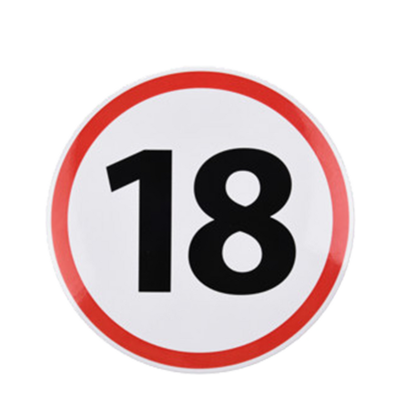 Cargue la imagen en el visor de la galería, Button verkeersbord 18 jaar ø15cm
