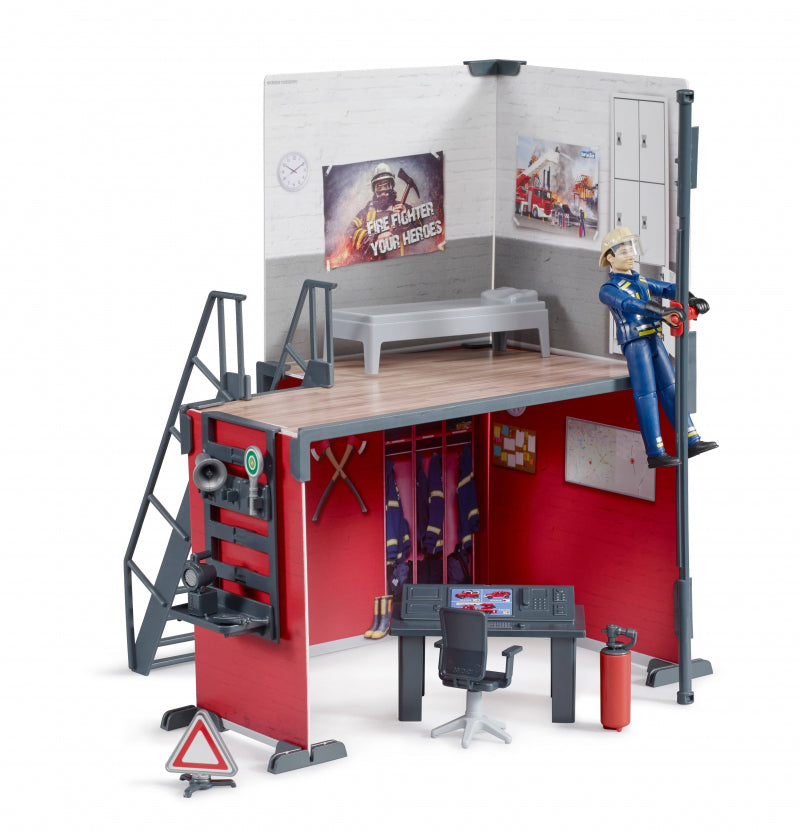 Load image into Gallery viewer, Bruder bworld brandweerkazerne met brandweerman

