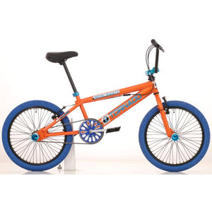Royal bmx fiets -bugatti tornado freestyle 20 inch - oranje met blauwe banden
