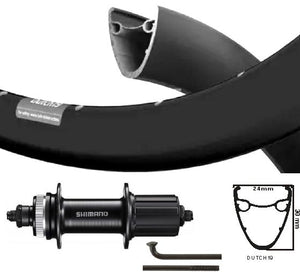 Kgs achterwiel 28 inch (622) ryde dutch velg + spaak zwart cass centerl 8-10 sp