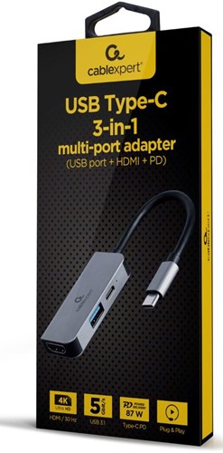 Laden Sie das Bild in Galerie -Viewer, Enzo cablexpert usb-c 3-in-1 multi adapter usb-c dock 3-voudig - 9530503
