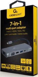 Afbeelding laden in galerijviewer, Enzo cablexpert usb-c 7-in-1 multi adapter usb-c dock 7-voudig - 9530507
