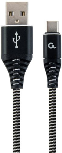 Enzo cablexpert usb-c laadkabel 2m omvlochten zwart - wit - 9530141