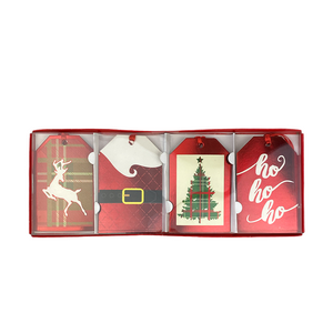 Cadeaulabel kerst rood 10x6,5cm 12-delig