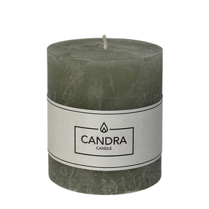 Candra rustieke stompkaars saliegroen 80 68mm