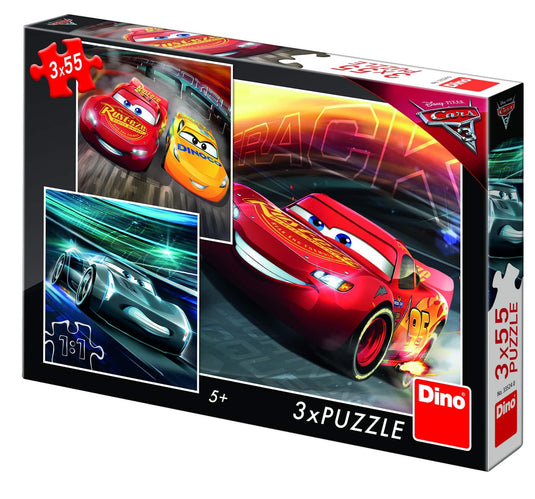 Dinotoys dino puzzel - disney pixar cars - 3 x 55 stukjes