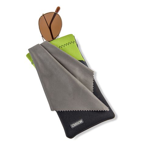 Carson neoprene brillenhoesje met microvezeldoekje - grijs groen