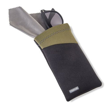 Carson neoprene brillenhoesje met microvezeldoekje - zwart olijf